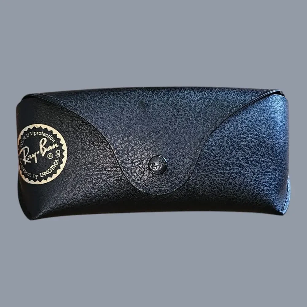 Ray-Ban Black Hard Sunglasses Case Luxottica Snap Closure Protective Eyewear